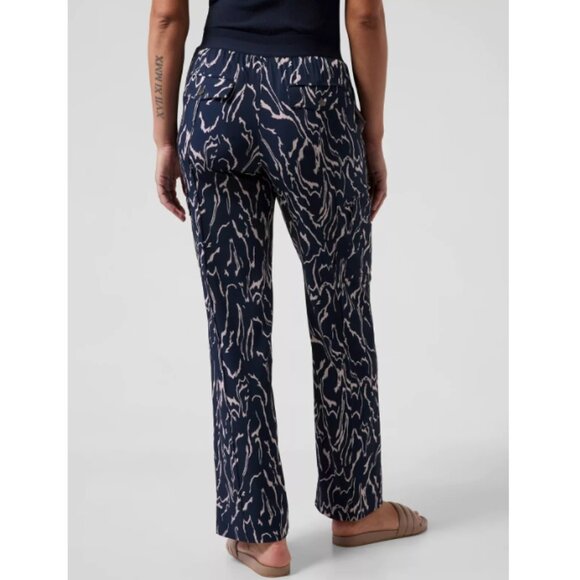 NWT ATHLETA Vienna Cargo Pant Navy Orchid Pink Print Size 14P - Picture 2 of 12
